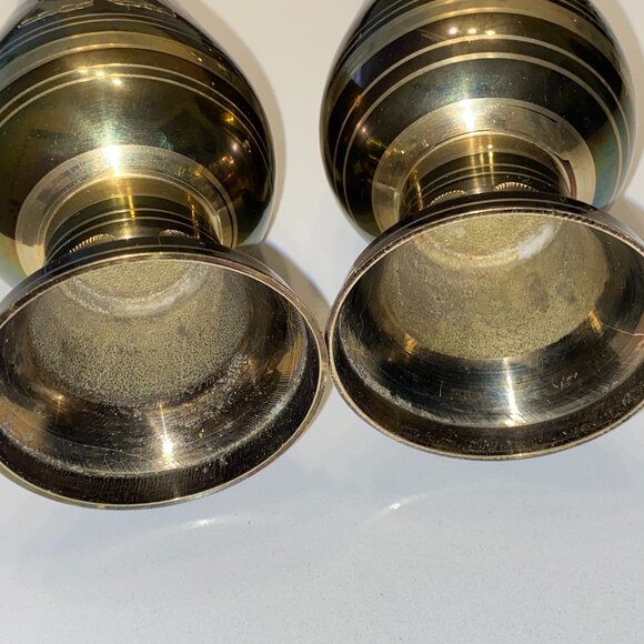 2 Brass Flower Bud Vases Etched Floral and Elephant on Reverse Matching - Picture 10 of 10